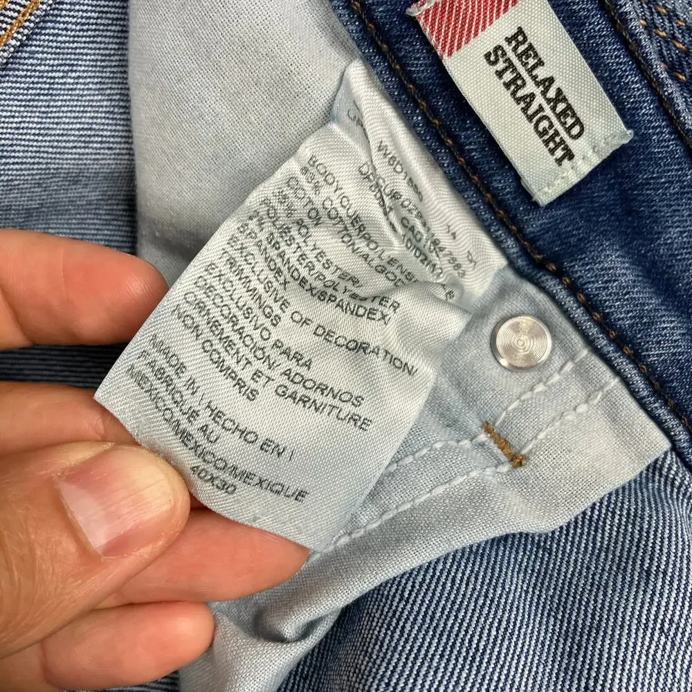 Dickies Carpenter 40X30 Jeans Mens Relaxed Straight‎ Blue Distressed Utility
